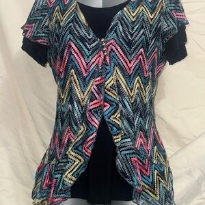 New Directions Multicolor Chevron Blouse